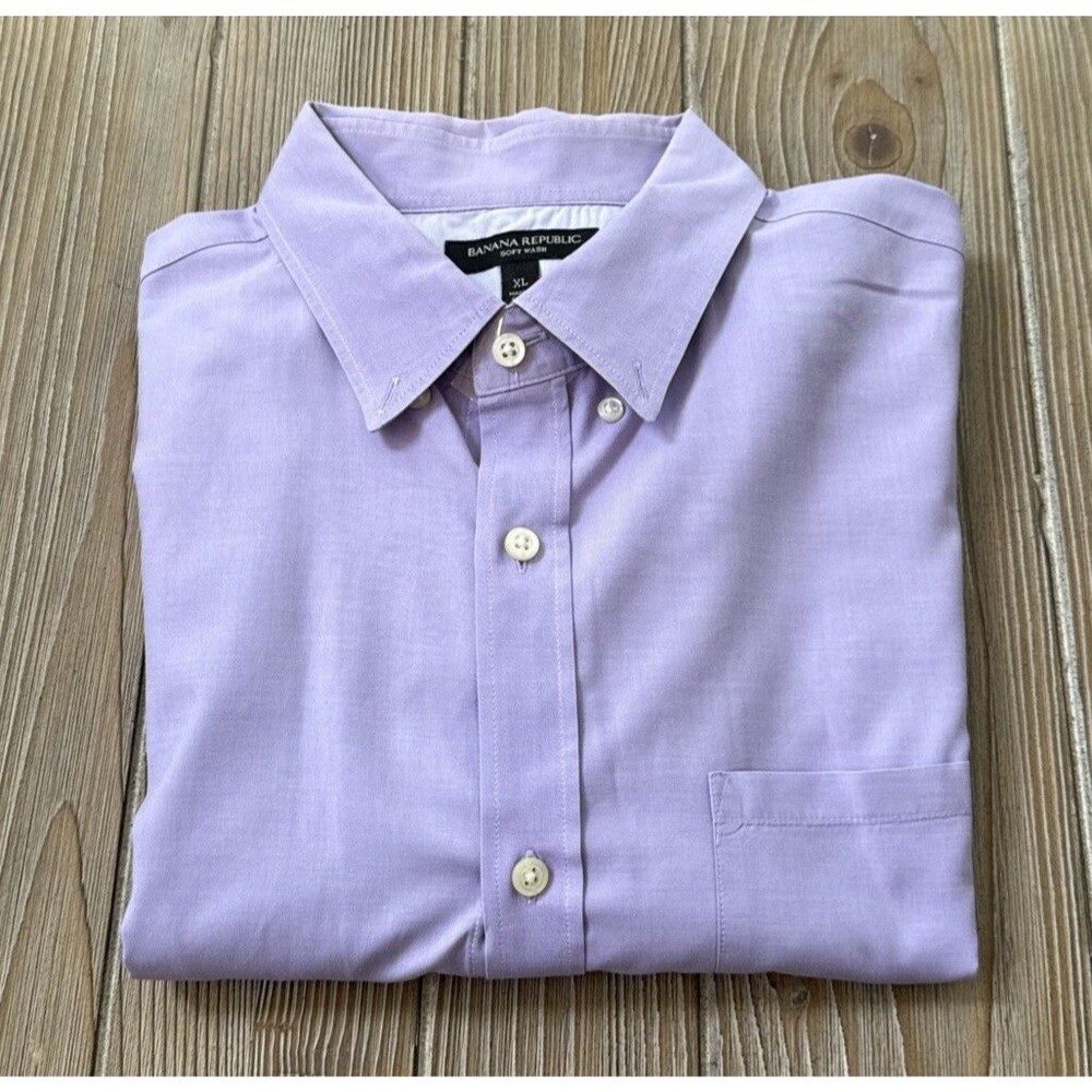 Banana Republic Shirt Men's XL Soft Wash Long Sleeve Lavender Button Down Casual